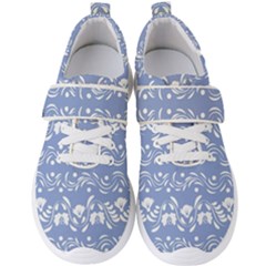 Blue White Ornament Men s Velcro Strap Shoes by Eskimos