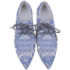 Blue White Ornament Pointed Oxford Shoes by Eskimos