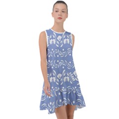 Blue White Ornament Frill Swing Dress by Eskimos