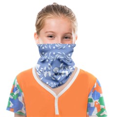 Blue White Ornament Face Covering Bandana (kids)