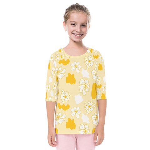 Abstract Daisy Kids  Quarter Sleeve Raglan Tee by Eskimos