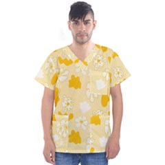 Abstract Daisy Men s V-neck Scrub Top