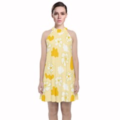 Abstract Daisy Velvet Halter Neckline Dress  by Eskimos