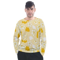 Abstract Daisy Men s Long Sleeve Raglan Tee