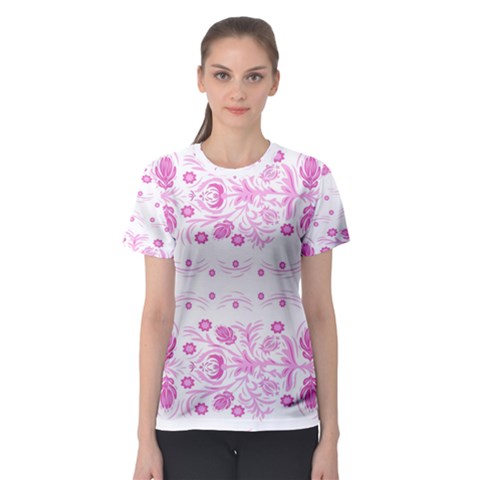 Pink Flowers Women s Sport Mesh Tee by Eskimos