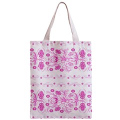 Pink Flowers Zipper Classic Tote Bag by Eskimos