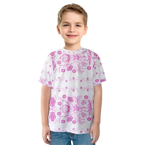 Pink Flowers Kids  Sport Mesh Tee by Eskimos