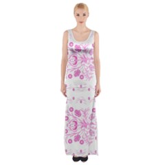 Pink Flowers Thigh Split Maxi Dress