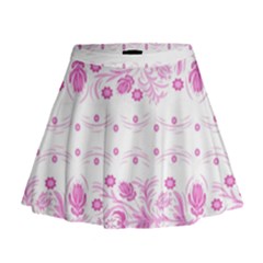 Pink Flowers Mini Flare Skirt by Eskimos