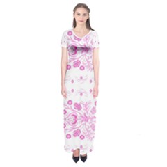 Pink Flowers Short Sleeve Maxi Dress by Eskimos