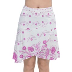 Pink Flowers Chiffon Wrap Front Skirt by Eskimos