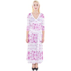 Pink Flowers Quarter Sleeve Wrap Maxi Dress by Eskimos