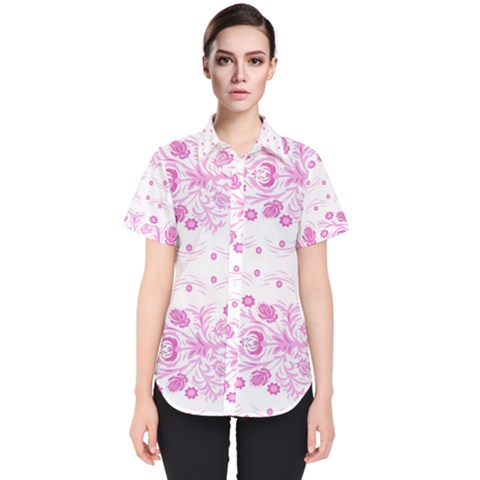 Pink Flowers Women s Short Sleeve Shirt by Eskimos