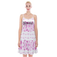 Pink Flowers Spaghetti Strap Velvet Dress by Eskimos