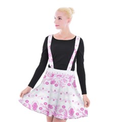 Pink Flowers Suspender Skater Skirt by Eskimos