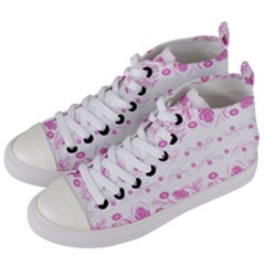 Pink Flowers Women s Mid-top Canvas Sneakers by Eskimos