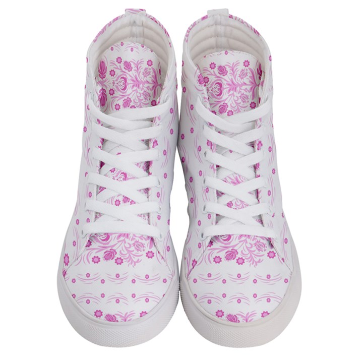 Pink flowers Women s Hi-Top Skate Sneakers