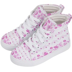 Pink Flowers Kids  Hi-top Skate Sneakers by Eskimos