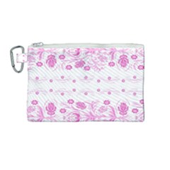 Pink Flowers Canvas Cosmetic Bag (medium) by Eskimos