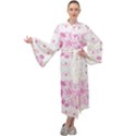 Pink flowers Maxi Velour Kimono View1