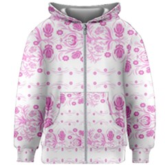 Pink Flowers Kids  Zipper Hoodie Without Drawstring by Eskimos