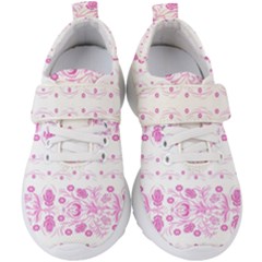 Pink Flowers Kids  Velcro Strap Shoes by Eskimos