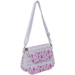 Pink Flowers Saddle Handbag