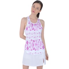 Pink Flowers Racer Back Mesh Tank Top by Eskimos