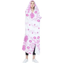 Pink Flowers Wearable Blanket