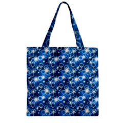 Star Hexagon Deep Blue Light Zipper Grocery Tote Bag by Dutashop