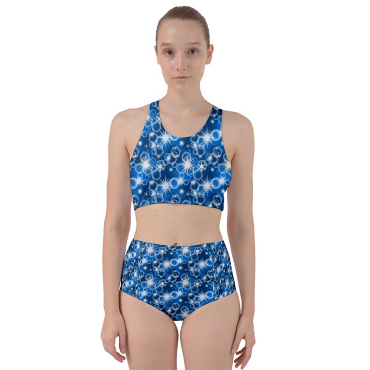 Star Hexagon Deep Blue Light Racer Back Bikini Set