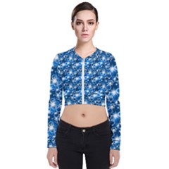 Star Hexagon Deep Blue Light Long Sleeve Zip Up Bomber Jacket