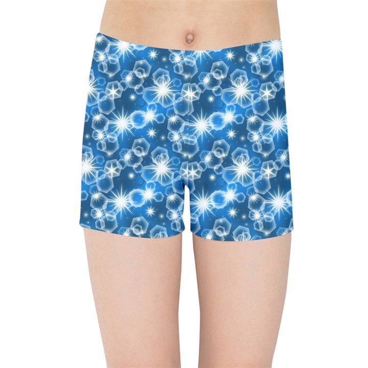 Star Hexagon Deep Blue Light Kids  Sports Shorts