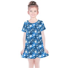 Star Hexagon Deep Blue Light Kids  Simple Cotton Dress by Dutashop