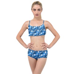 Star Hexagon Deep Blue Light Layered Top Bikini Set by Dutashop