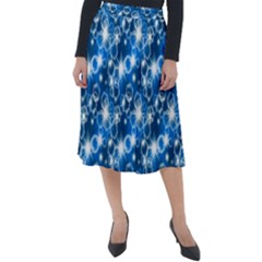 Star Hexagon Deep Blue Light Classic Velour Midi Skirt 