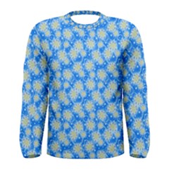 Hydrangea Blue Glitter Round Men s Long Sleeve Tee by Dutashop