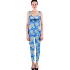 Hydrangea Blue Glitter Round One Piece Catsuit