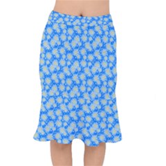 Hydrangea Blue Glitter Round Short Mermaid Skirt by Dutashop