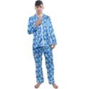 Hydrangea Blue Glitter Round Men s Long Sleeve Satin Pajamas Set View1