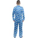 Hydrangea Blue Glitter Round Men s Long Sleeve Satin Pajamas Set View2