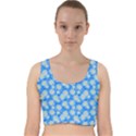 Hydrangea Blue Glitter Round Velvet Racer Back Crop Top View1