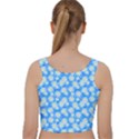 Hydrangea Blue Glitter Round Velvet Racer Back Crop Top View2