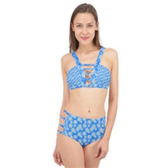 Hydrangea Blue Glitter Round Cage Up Bikini Set by Dutashop