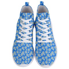 Hydrangea Blue Glitter Round Men s Lightweight High Top Sneakers by Dutashop