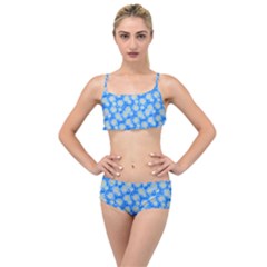 Hydrangea Blue Glitter Round Layered Top Bikini Set by Dutashop