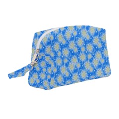 Hydrangea Blue Glitter Round Wristlet Pouch Bag (medium)