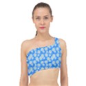 Hydrangea Blue Glitter Round Spliced Up Bikini Top  View1