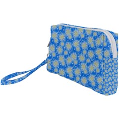 Hydrangea Blue Glitter Round Wristlet Pouch Bag (small) by Dutashop