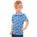 Hydrangea Blue Glitter Round Kids  Polo Tee View1